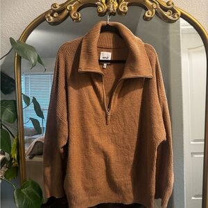 Aerie Tan Quarter Zip Sweater